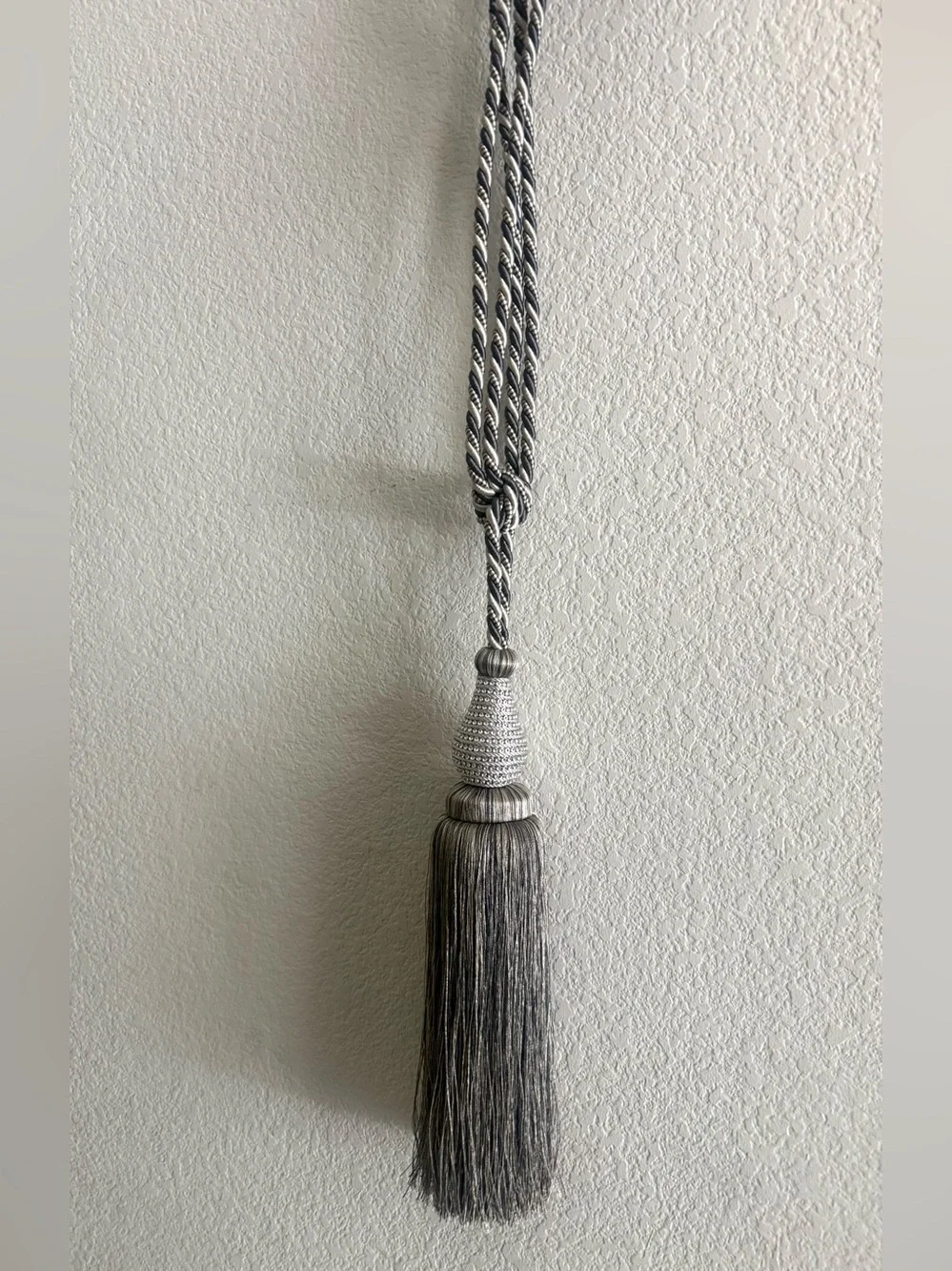 Silver Gray Curtain Tieback Ropes with Decorative Tassel (2)